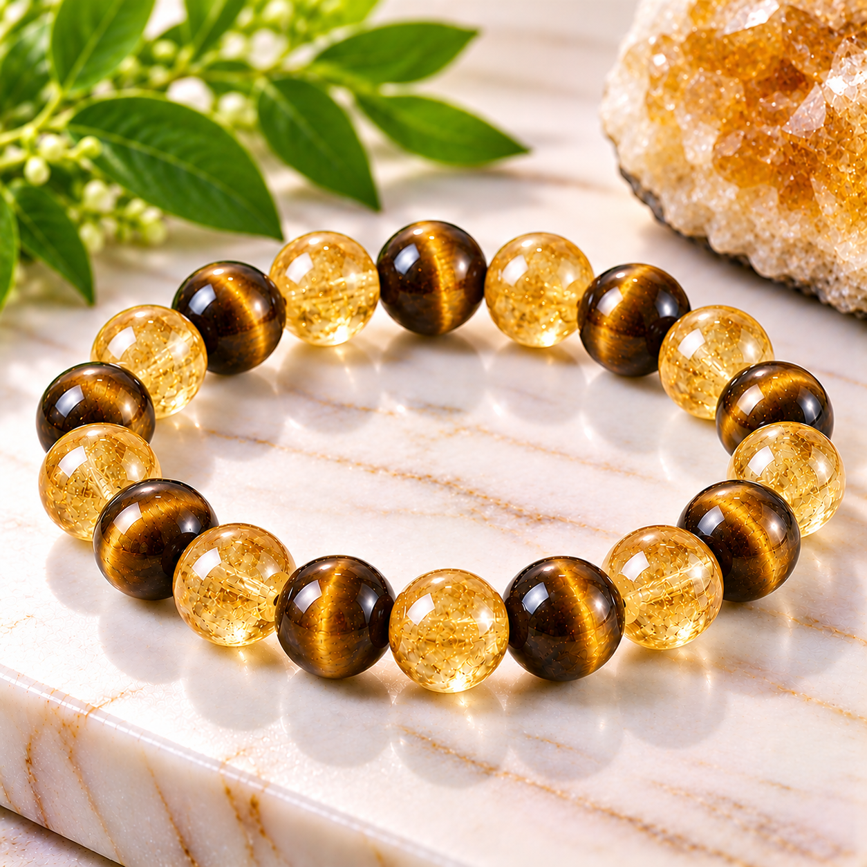 Citrine & Tiger\'s Eye Crystal Bracelet